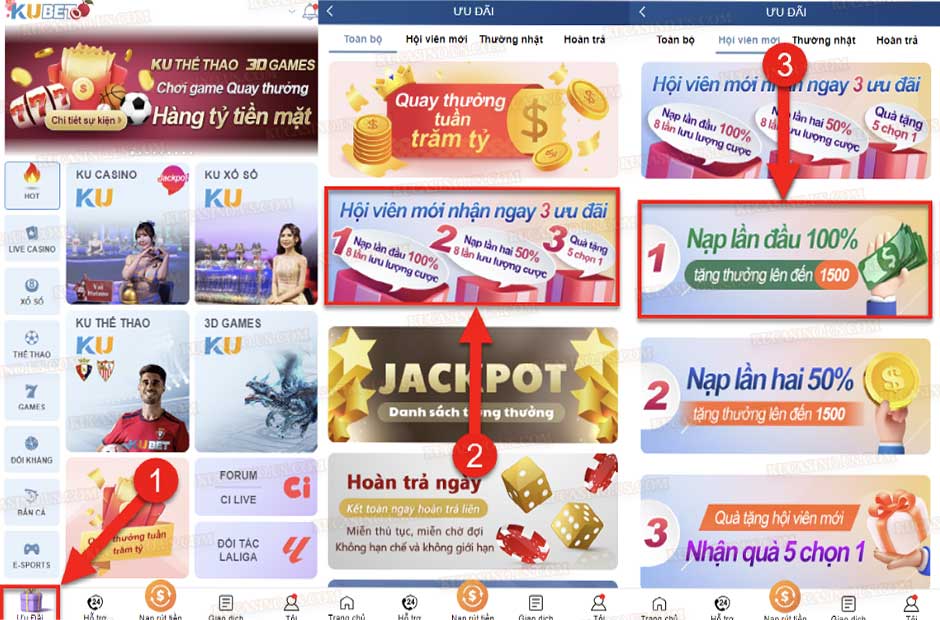 Hướng dẫn nhận ưu đãi 100% giá trị nạp lần đầu